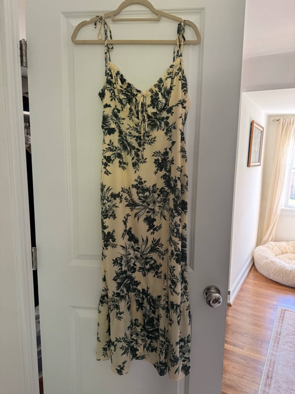 Park & Fifth Cream midi Dress with Green Floral Print